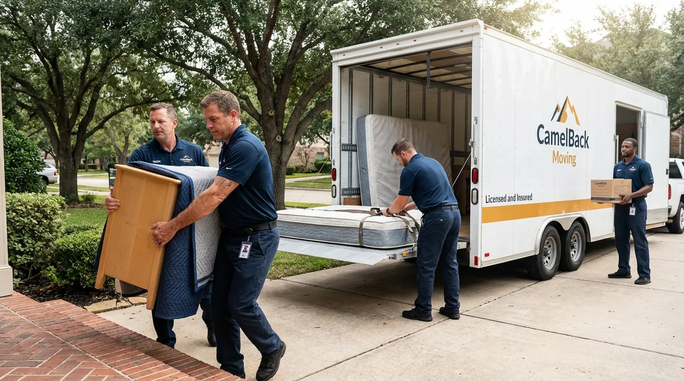 Crew loading residential truck for cross-state move from Auburn, NE