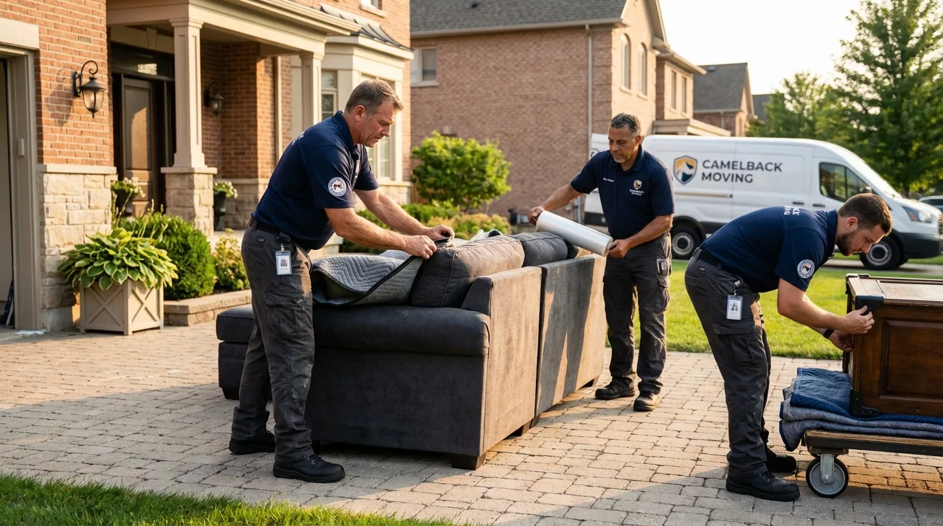Large estate moving crew wrapping furniture in Auburn, NE