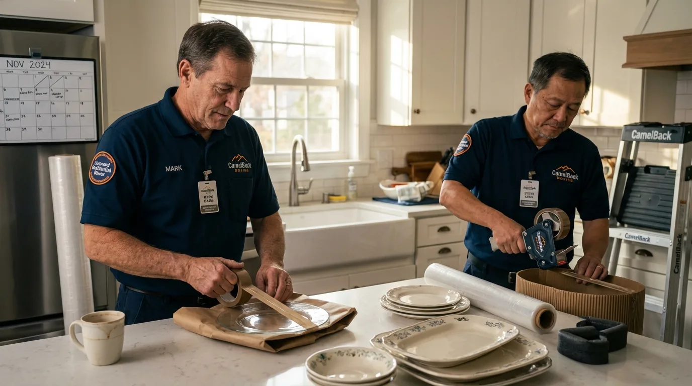 Professional crew packing kitchen dishware in Auburn, NE